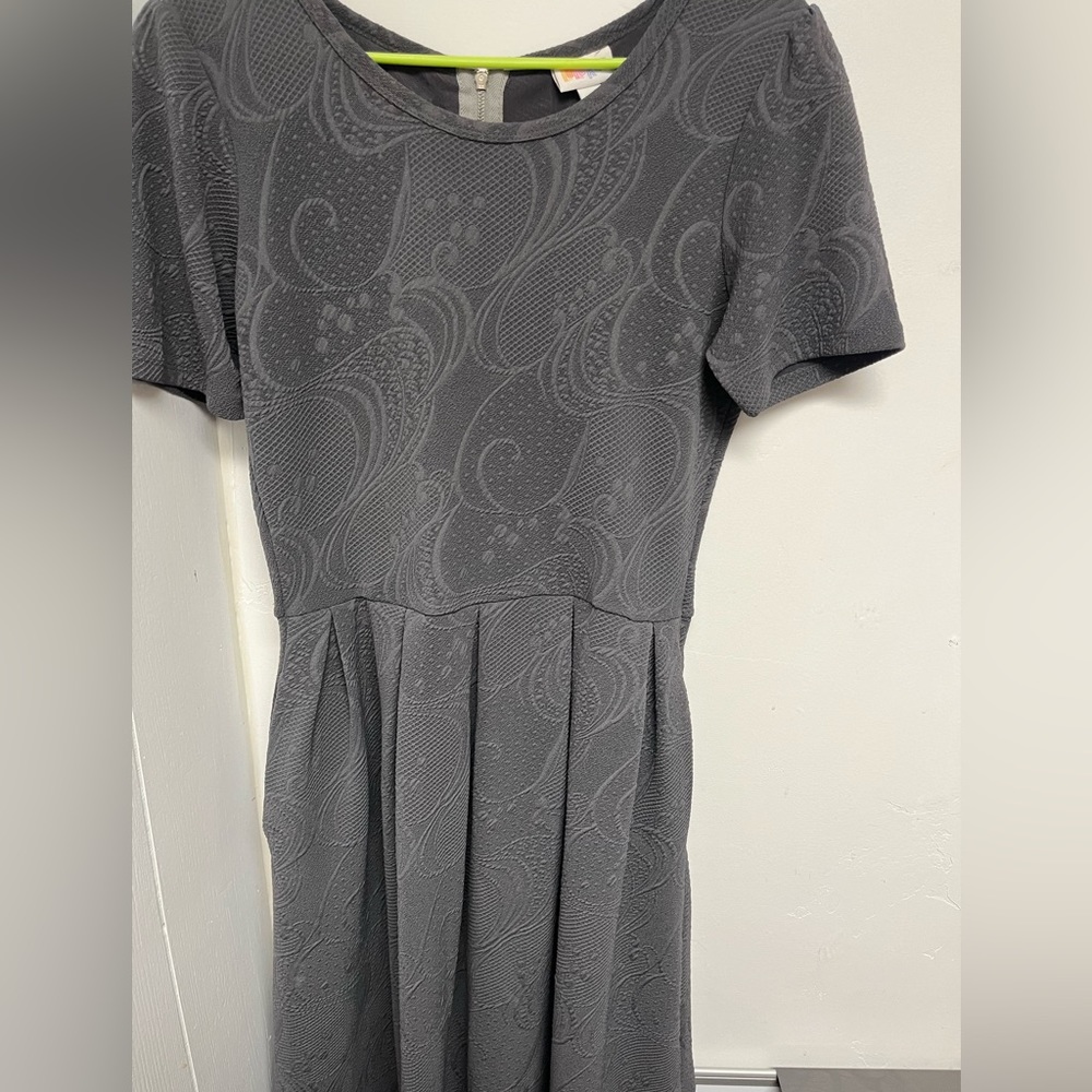 Grey Embroidered Lularoe Amelia Dress